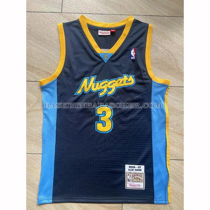 Maillot Denver Nuggets Allen Iverson NO 3 Mitchell & Ness 2006-07 Bleu2